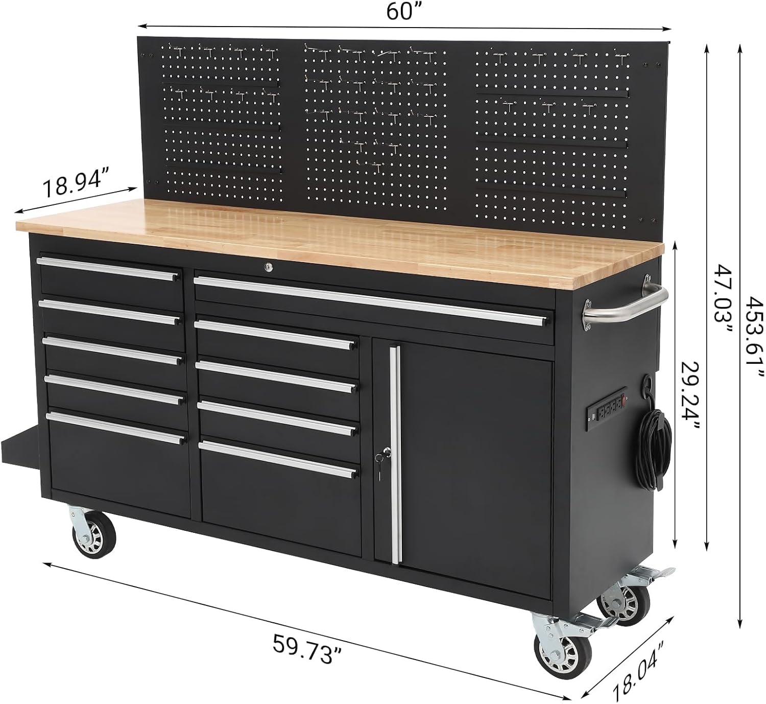 Husky 52-inch 9-Drawer Mobile Work Center Bench